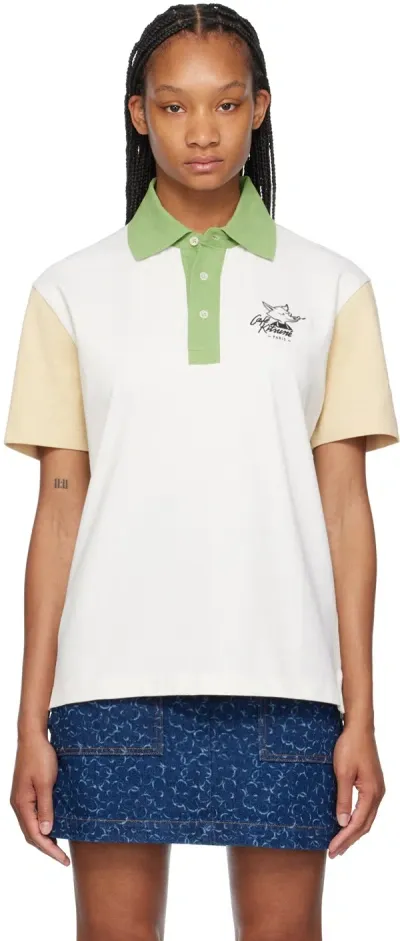 Maison Kitsuné White 'café Kitsuné' Polo In M158 Tapioca