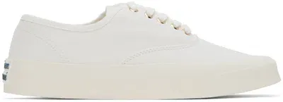 Maison Kitsuné White Canvas Laced Sneakers In P101 White