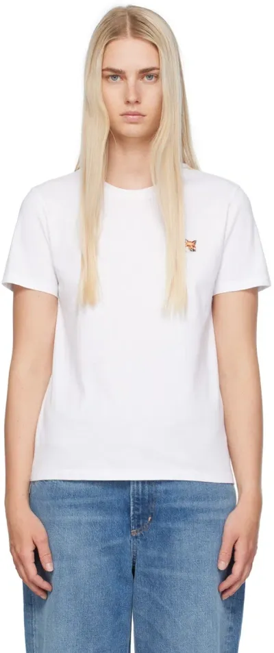 Maison Kitsuné White Fox Head T-shirt In P100 White