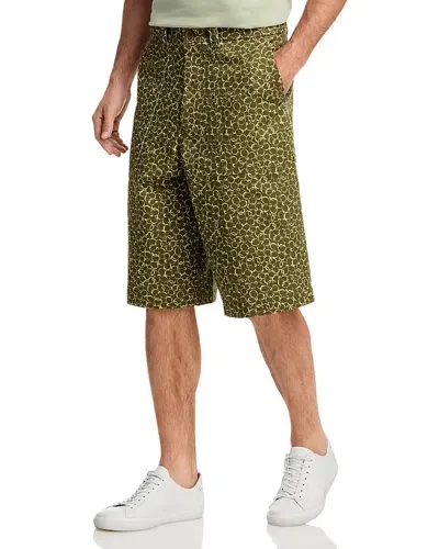 Maison Kitsuné Workwear Bermuda Print Shorts In Khaki