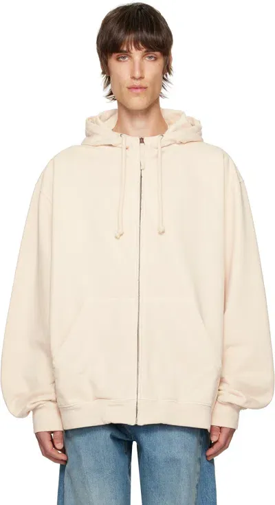 Maison Margiela Embroidered Logo Hoodie In Neutrals