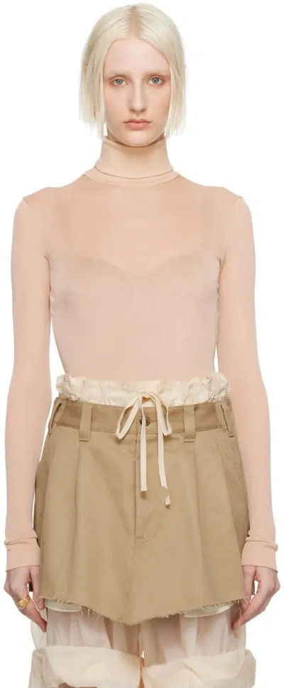 Maison Margiela Beige High-neck Bodysuit In 220 Nude