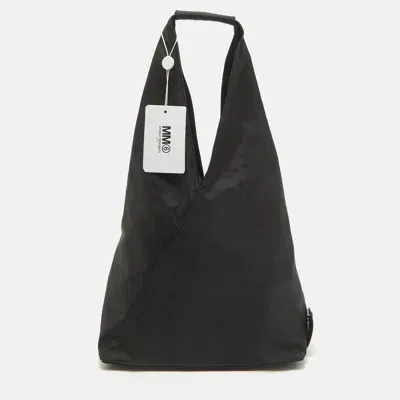 Pre-owned Maison Margiela Black Nylon And Leather Foldable Japanese Tote