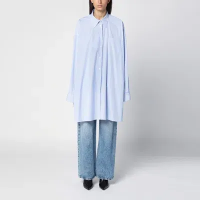 Maison Margiela Blue Striped Shirt In Cotton Poplin In Light Blue