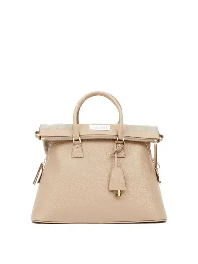 Maison Margiela Mini 5ac Classique Leather Tote Bag In Beige