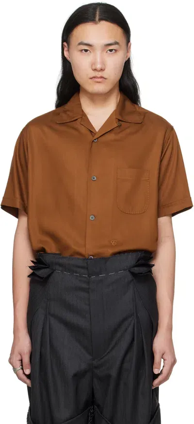 Maison Margiela Brown Open Spread Collar Shirt In 133 Brown