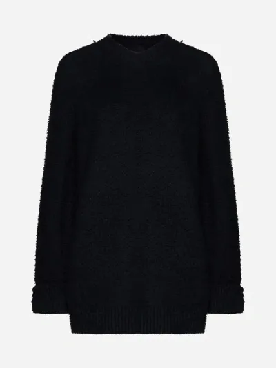 Maison Margiela Fur-effect Sweater In Black