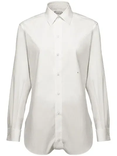 Maison Margiela Cotton Long-sleeve Shirt In White