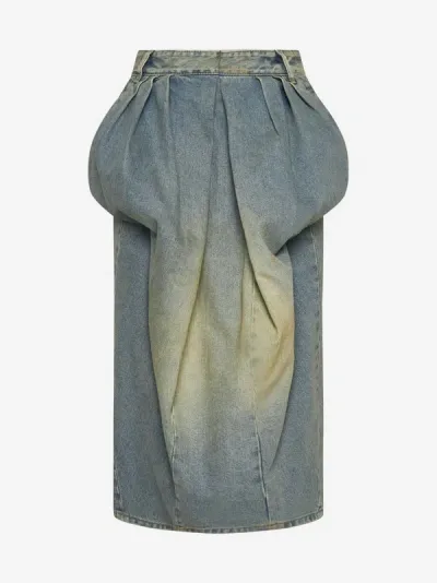 Maison Margiela Faded-denim Balloon Midi Skirt In Blue