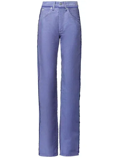 Maison Margiela Frayed-detail Straight-leg Jeans In Blau