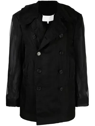 Maison Margiela Double-breasted Organza Jacket In Black