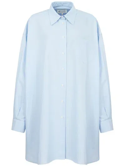 Maison Margiela Drop-shoulder Cotton Shirt In Light Blue