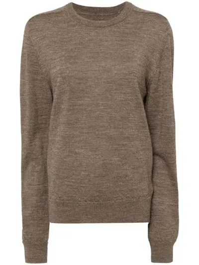 Maison Margiela Elbow Patch Jumper In Brown