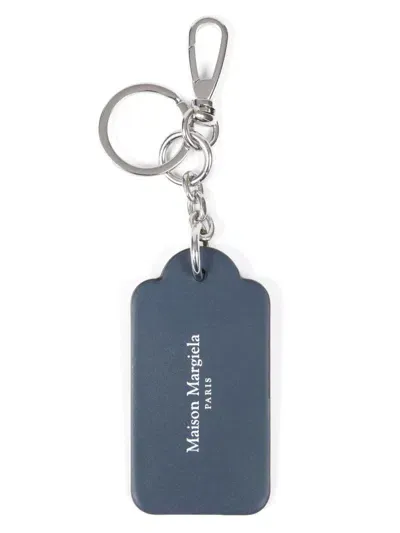 Maison Margiela Four-stitch Leather Keyring In Blue