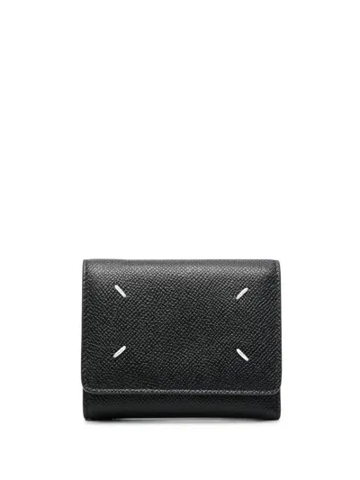 Maison Margiela Four-stitch Leather Wallet In Black