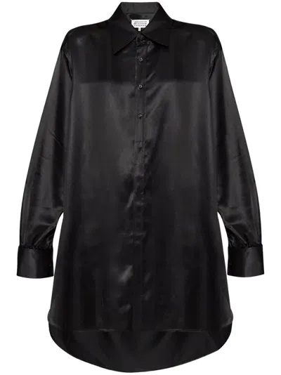 Maison Margiela Four-stitch Logo Shirt In Black