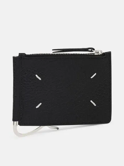 Maison Margiela 'four Stitches' Black Leather Card Holder