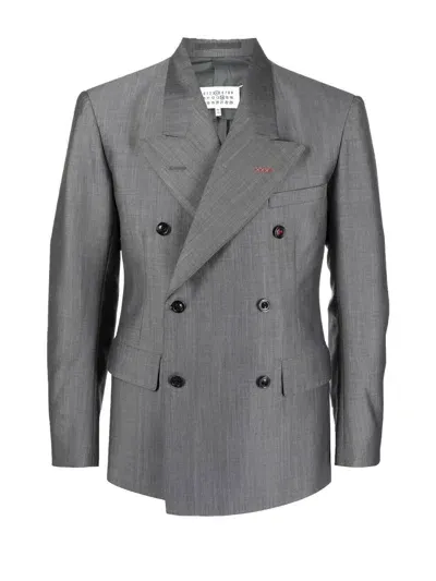 Maison Margiela Double-breasted Blazer In Grey