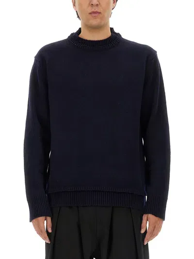 Maison Margiela Ribbed Turtle Neck In Navy