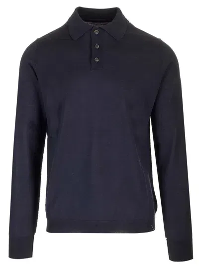 Maison Margiela Knitted Polo Shirt In Blue