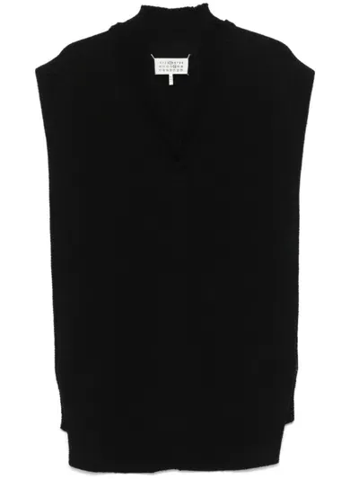 Maison Margiela Layered Knitted Vest In 黑色