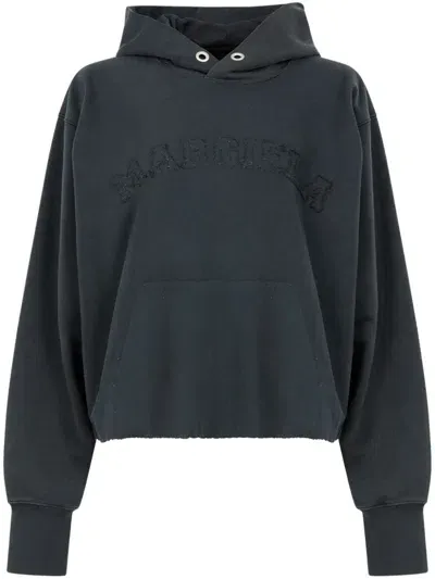 Maison Margiela Logo-embroidered Cotton Hoodie In Black