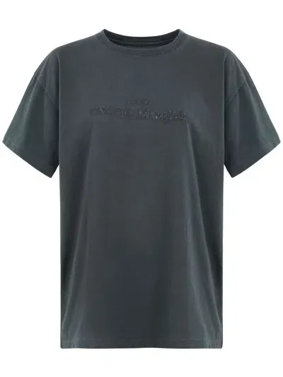 Maison Margiela Logo-embroidered Cotton T-shirt In Black