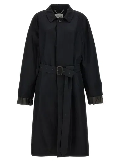 Maison Margiela Long Single-breasted Trench Coat In Black