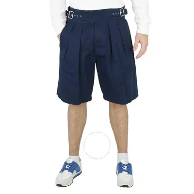 Maison Margiela Pleated Cotton-twill Shorts In Blue