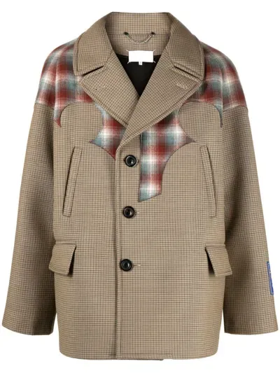 Maison Margiela X Pendleton Décortiqué Plaid-check Oversize Peacoat In Beige