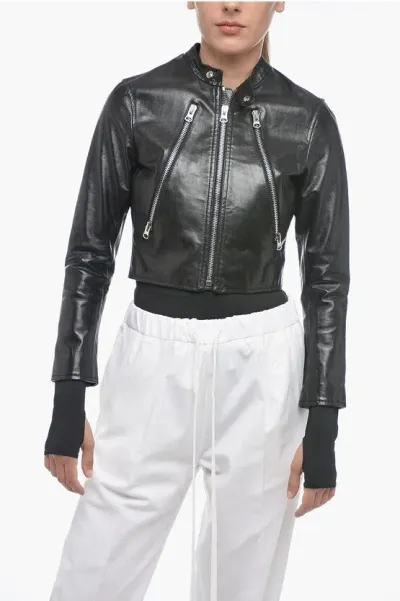 Maison Margiela Mm6 Brushed Leather Cropped Fit Jacket