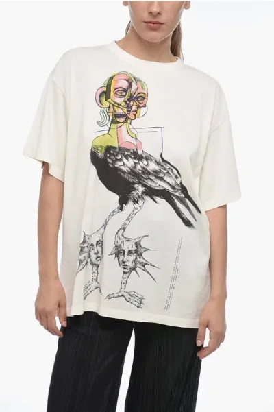 Maison Margiela Mm6 Crew Neck Off White Printed T-shirt