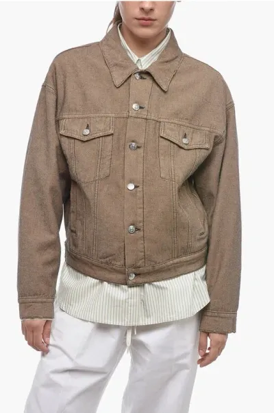 Maison Margiela Mm6 Denim Utility Jacket In Brown