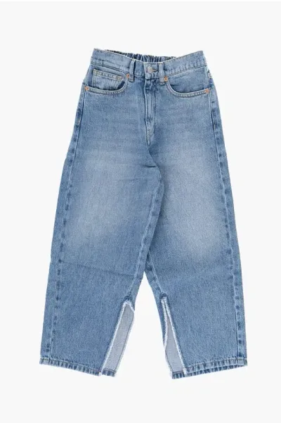 Maison Margiela Mm6 Flared Jeans With Ankle Slit In Blue