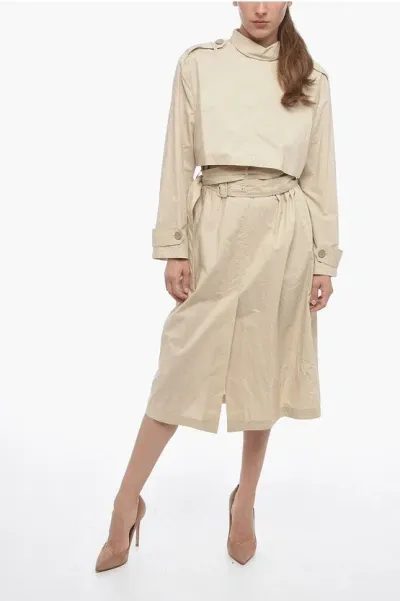 Maison Margiela Mm6 Trench-shaped Popeline Midi Dress In Neutral