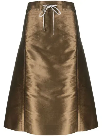 Maison Margiela Drawstring-waist A-line Skirt In Gold