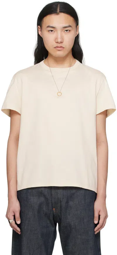 Maison Margiela Off-white Crewneck T-shirt In 106 Ecru /tonal Embr