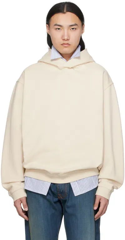 Maison Margiela Off-white Embroidered Hoodie In 106 Ecru /tonal Embr