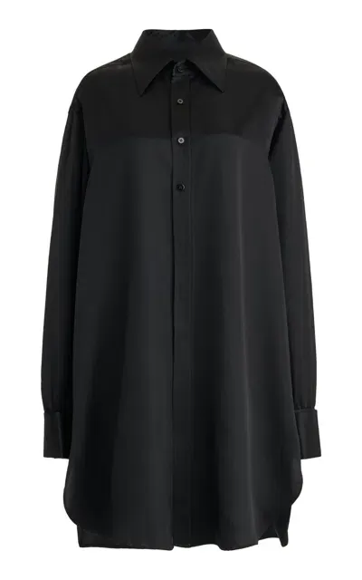 Maison Margiela Oversized Silk Shirt In  Black