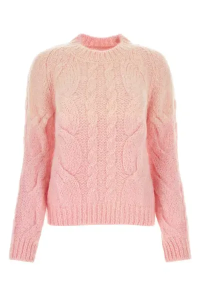 Maison Margiela Long Sleeved Knitted Jumper In Peach