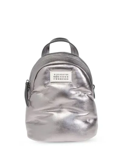 Maison Margiela Plaque Detailing Backpack In Silver