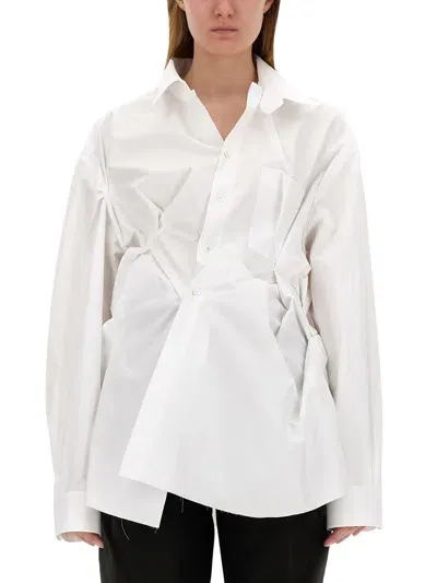 Maison Margiela Crinkled Cotton Poplin Shirt In White