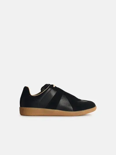 Maison Margiela 'replica' Black Leather Sneakers