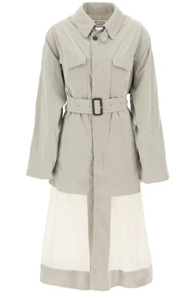 Maison Margiela Reversible Trench Coat With Déco In Gray