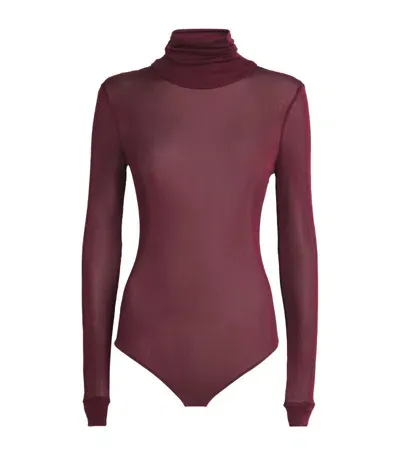 Maison Margiela Viscose Jersey Turtleneck Bodysuit In Red