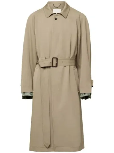 Maison Margiela Sand Beige Virgin Wool Coats In Neutrals