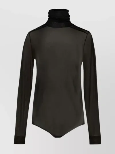 Maison Margiela Four-stitch Sheer Bodysuit In Brown