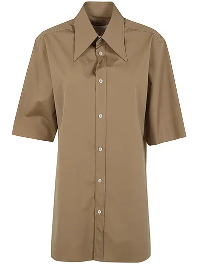 Maison Margiela Short Sleeves Shirt In Camel