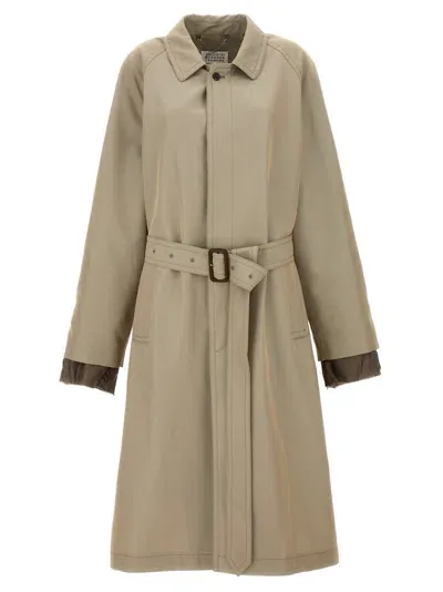 Maison Margiela Single Breasted Trench Coat In Cream