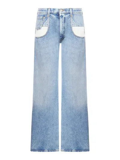 Maison Margiela Straight Jeans With Contrasted Pockets In Blue